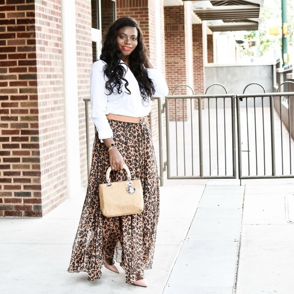 Boutique Satin Leopard Flowy A-Line Maxi Midi Skirt - Picture 5 of 16
